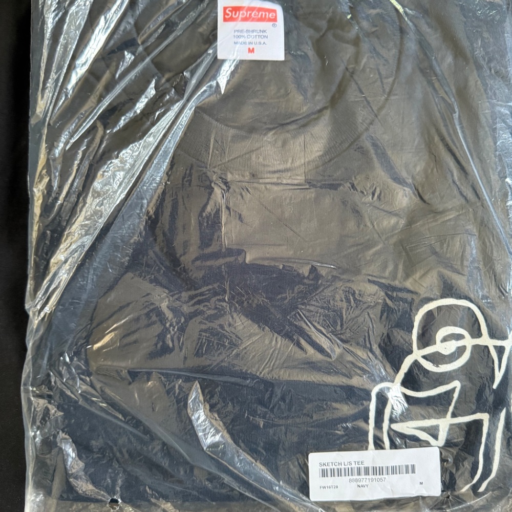 Supreme Sketch L/S Tee Navy - Picture 2 of 5